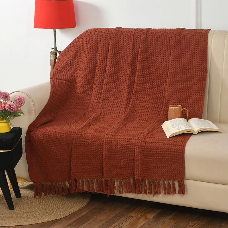 ComfortFlow Cotton Waffle Throws - Rust
