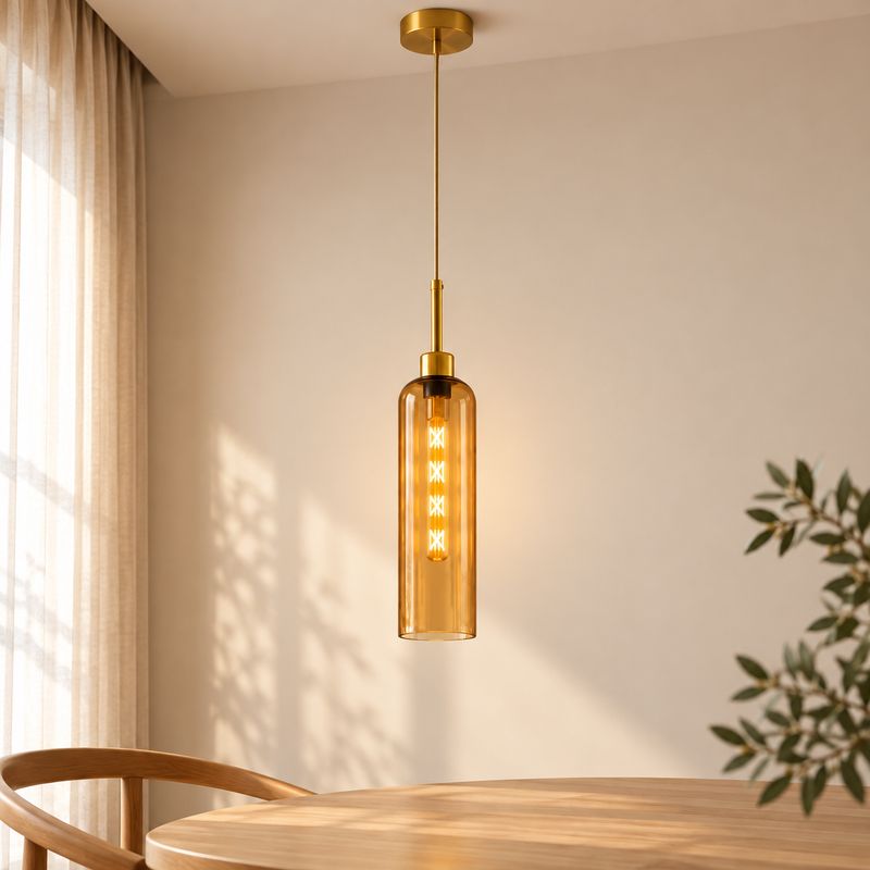 Amber Glow Glass Ceiling Lamp