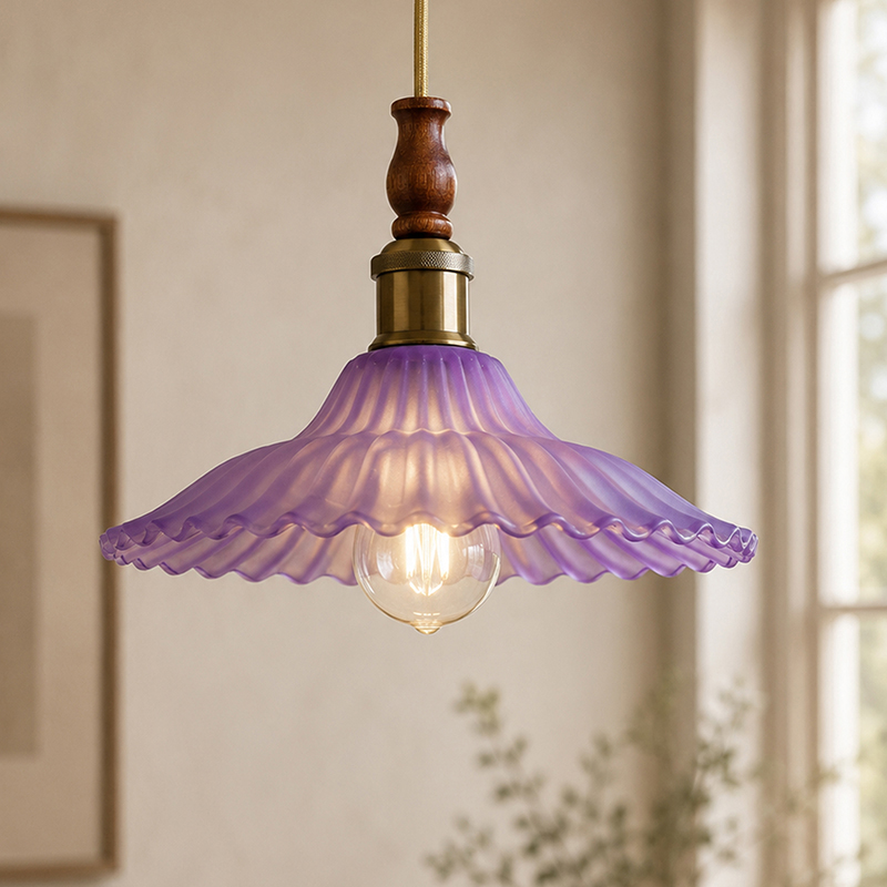Viridian Glass Ceiling Lamp - Purple