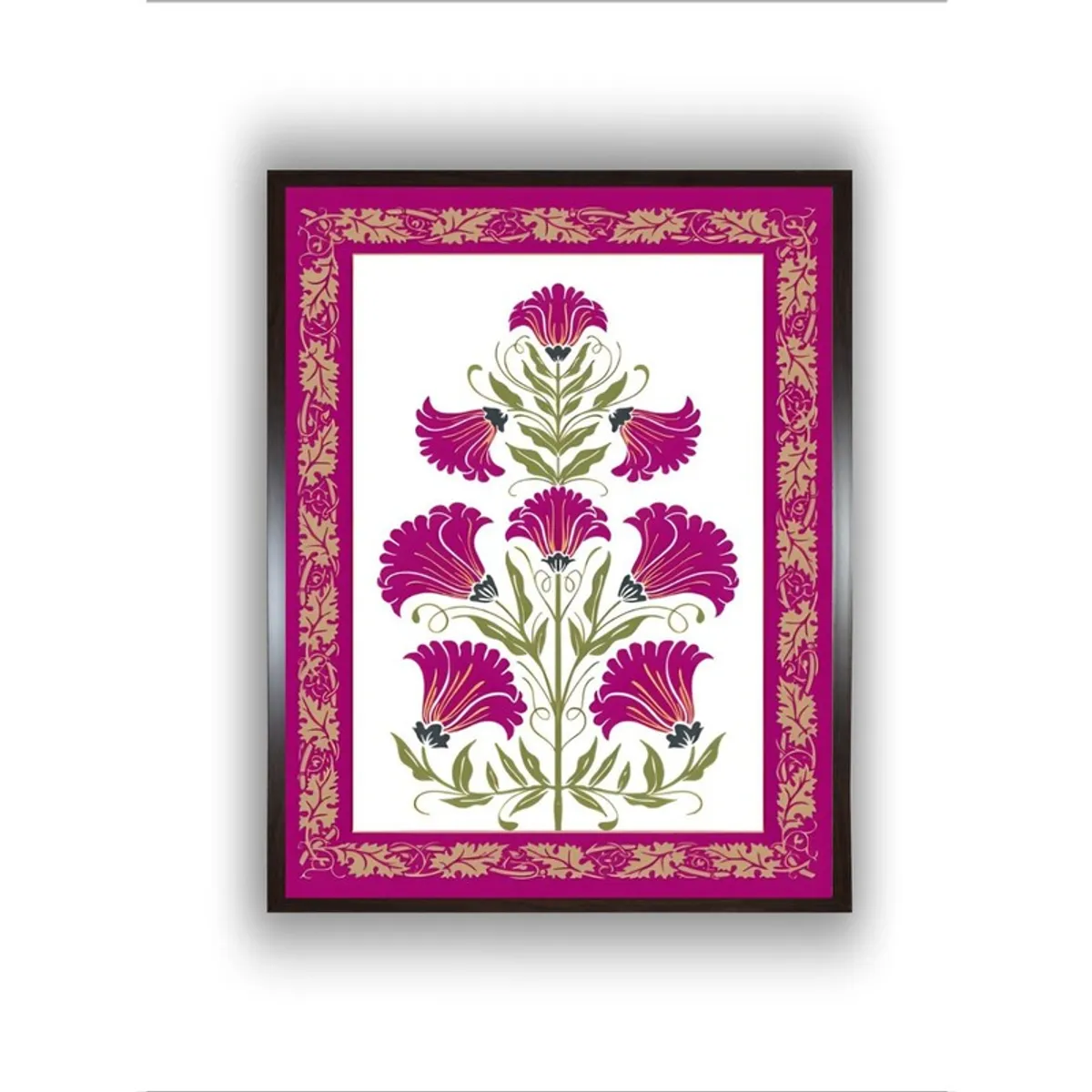 Front view of framed pink floral canvas wall painting