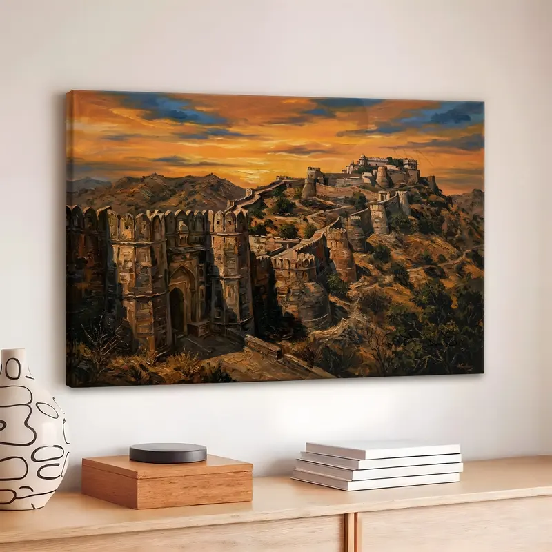 Historic Hilltop Fort at Sunset Canvas Wall Painting