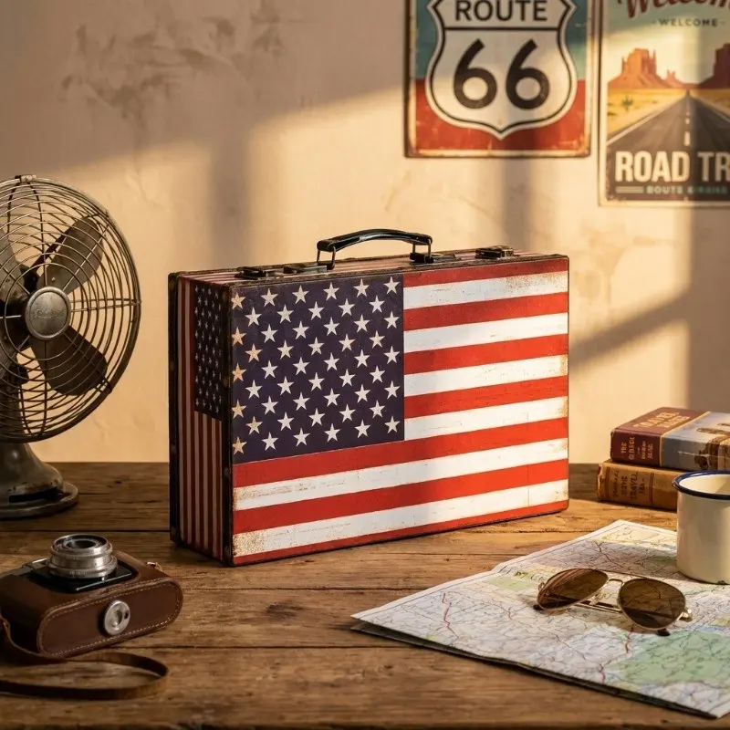 Retro Route MDF & Canvas Storage Box - L