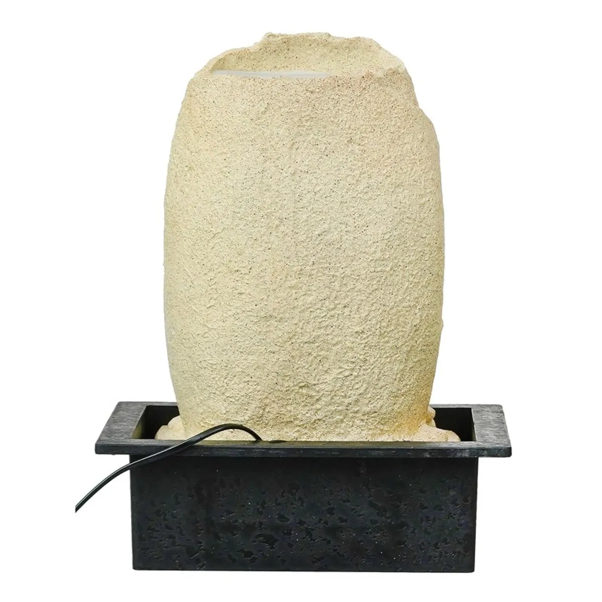Rear view of the fountain showing the back surface and cord
