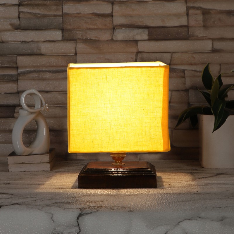Cedrela Wooden Table Lamp - Yellow