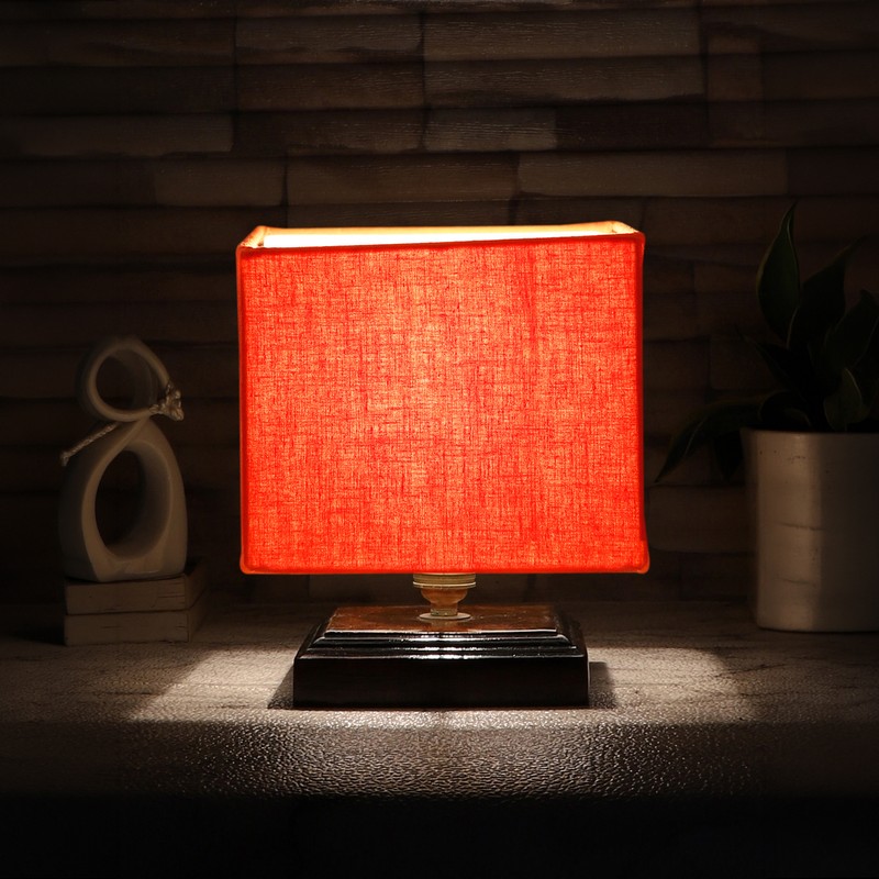 Cedrela Wooden Table Lamp - Orange