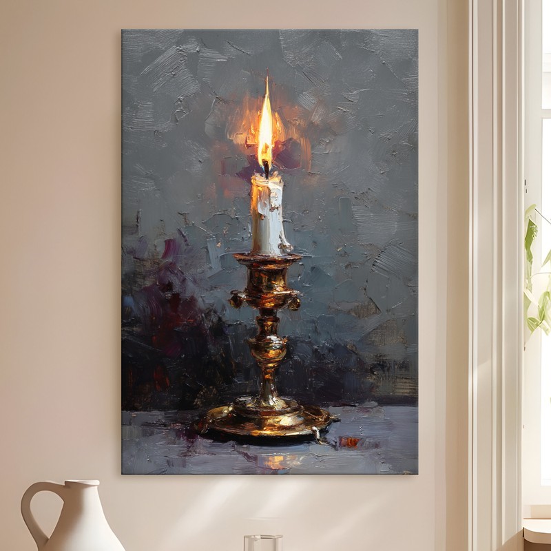 Antique Candlestick Gallery Wrapped Canvas Wall Painting