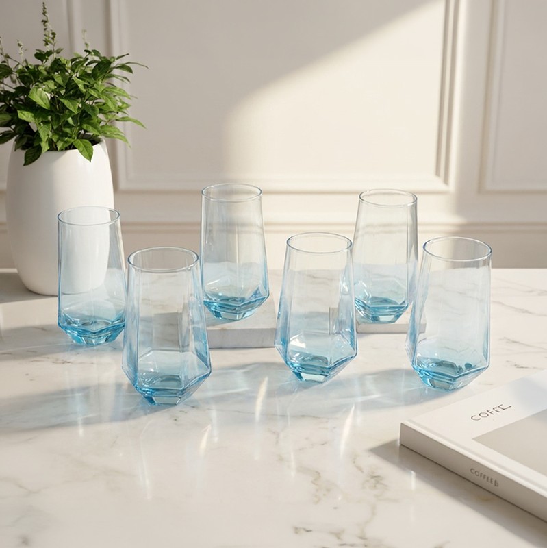 Zesto Amethyst Drinking Glass (Blue/575 mL Each) - Set of Six - 575 mL
