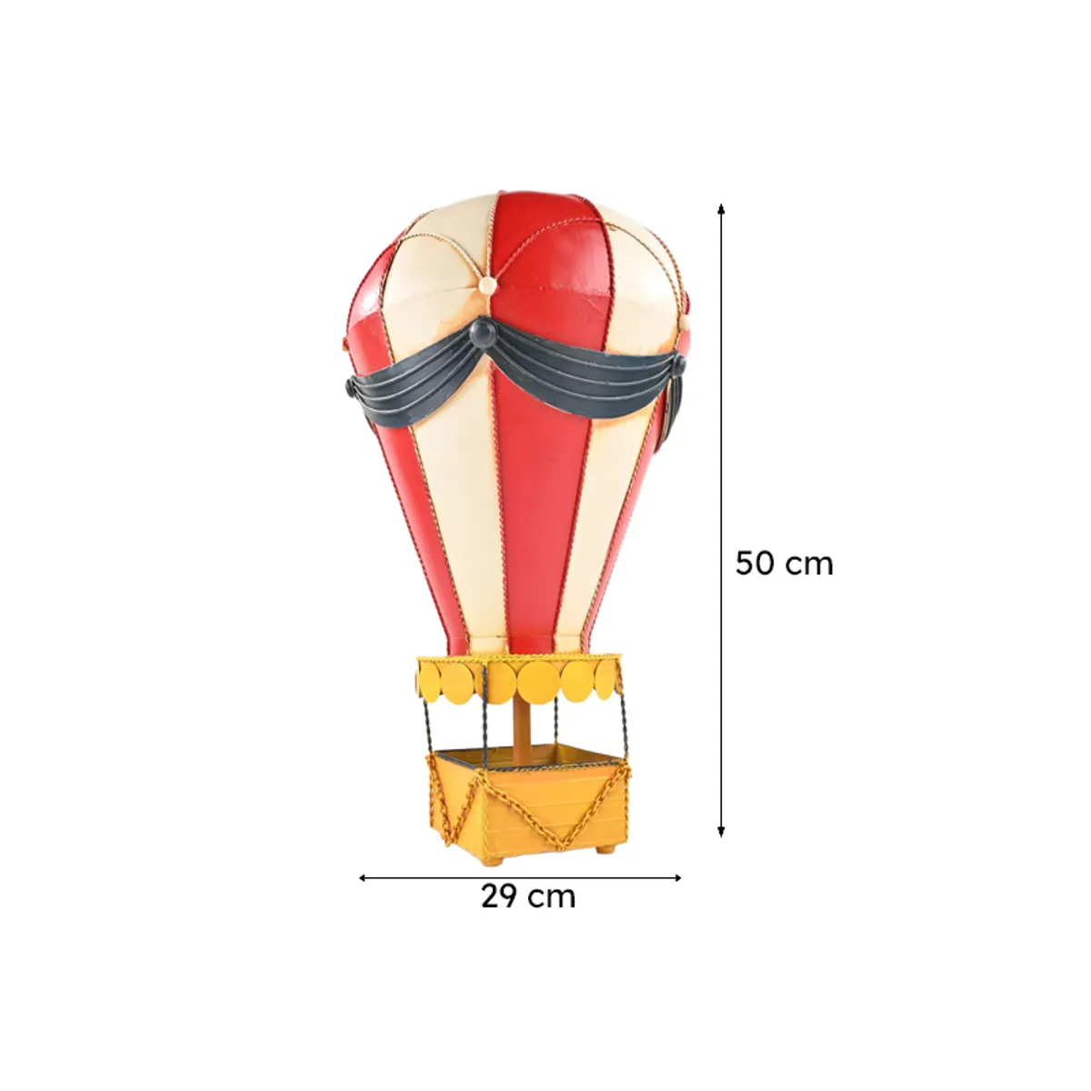 Hot air balloon showpiece with visible height and width markers