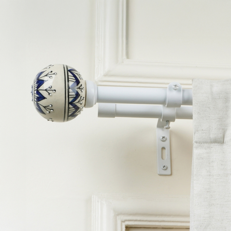 Cirrus Duo Extendable 1" Double Curtain Rod With Round Finial & Brackets