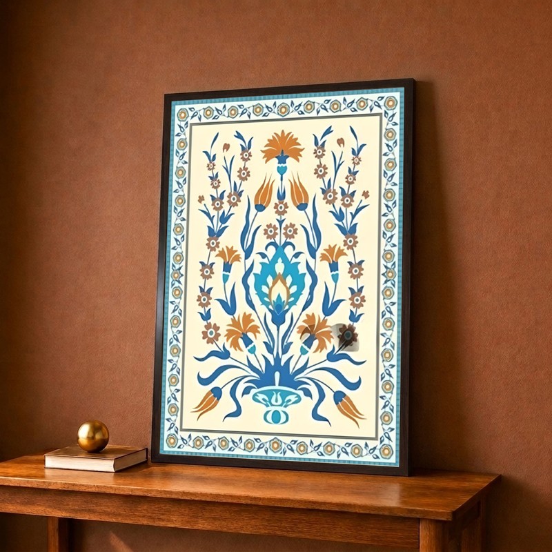 Azure Floral Heritage Canvas Wall Painting