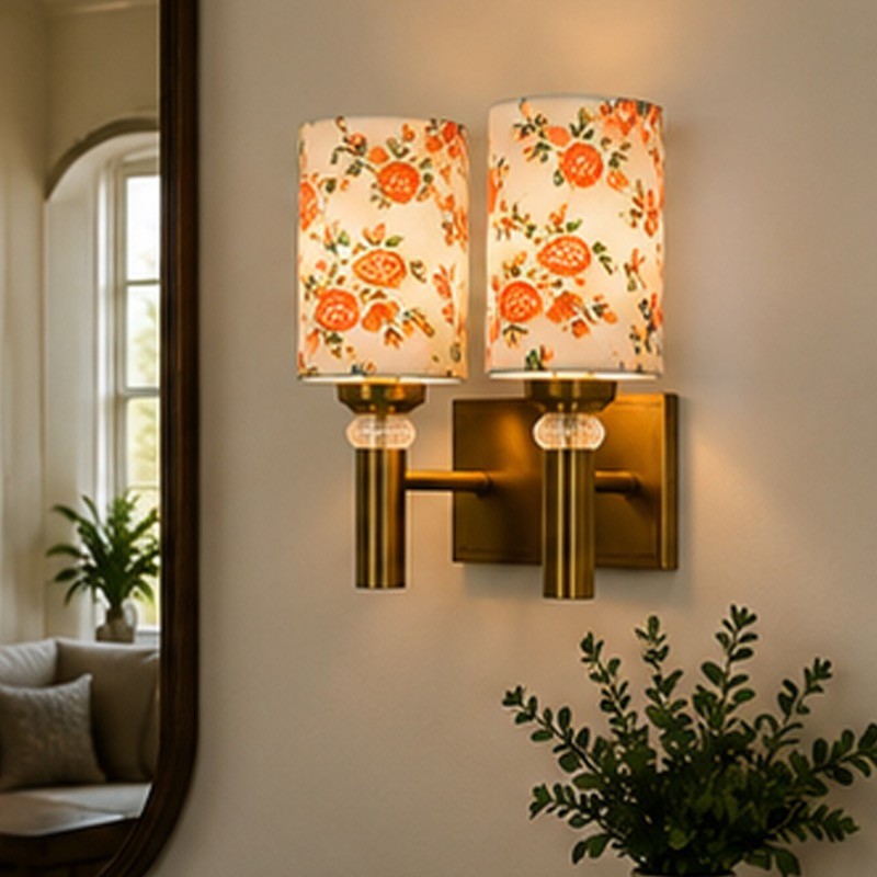 Aurelle Twin Cotton Wall Lamp - Orange