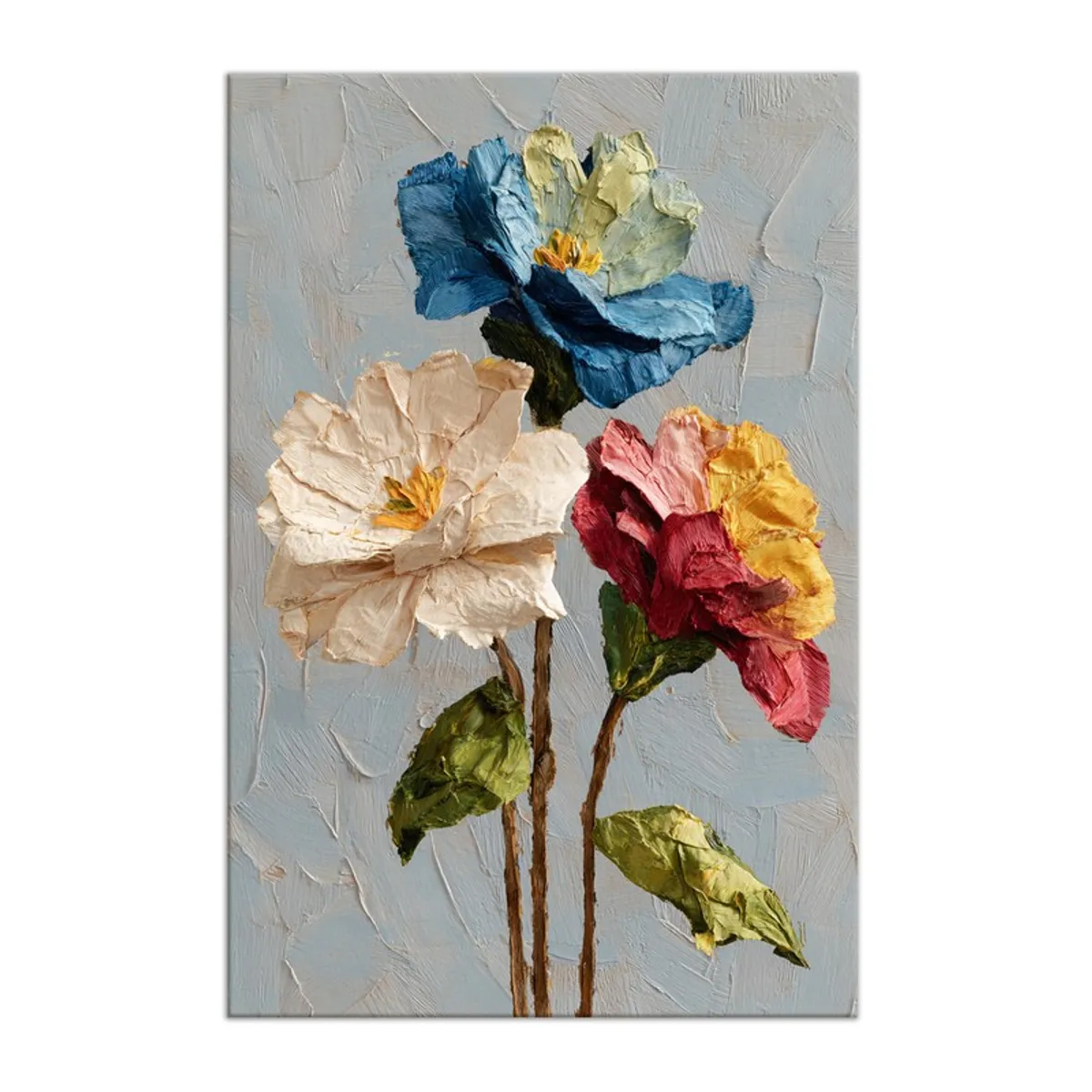 Front view of textured floral gallery-wrapped canvas wall painting