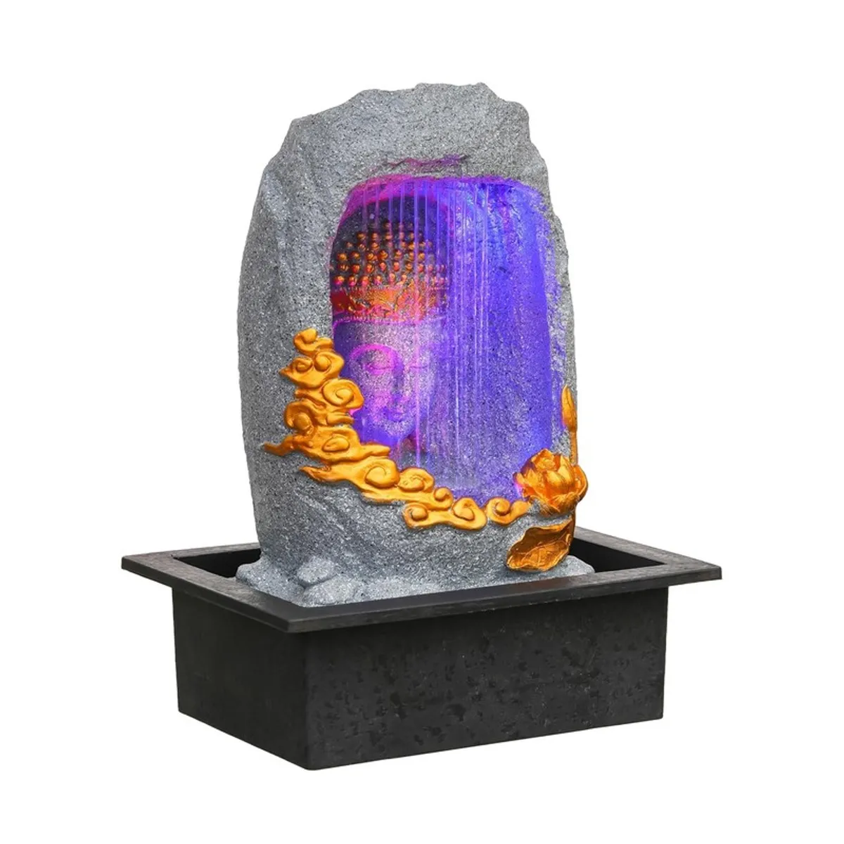 Product shot of Buddha flow fountain on white background