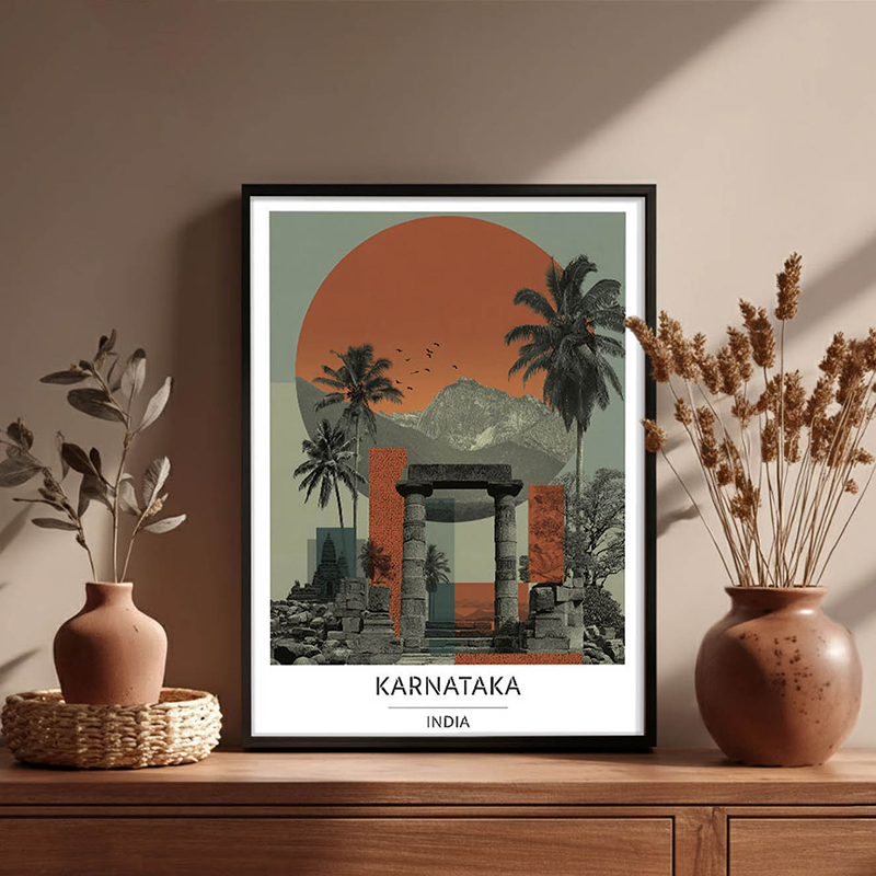 Sunset Gateway of Karnataka Wall Art With Black Frame - Small