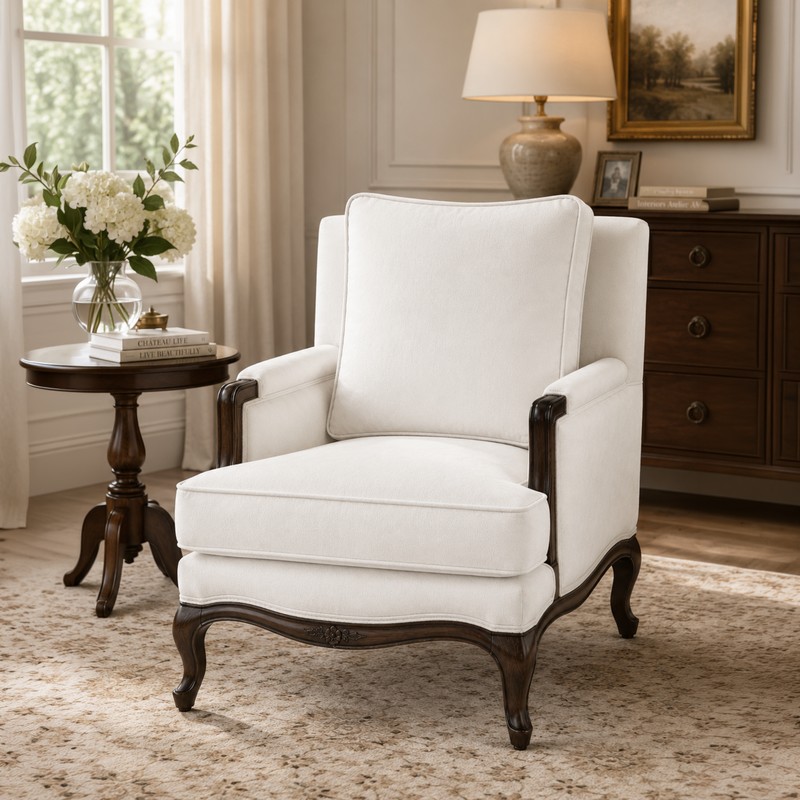 Essenza Teak Wood & Faux Suede Lounge Chair