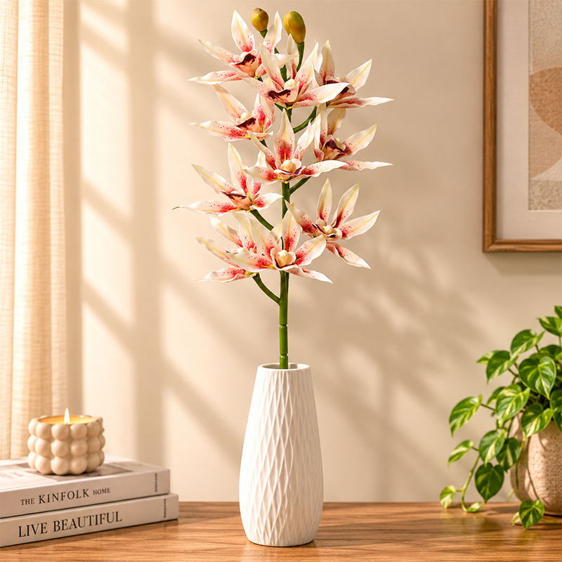 Amber Sprig Orchid Artificial Flower Stick - Light Pink