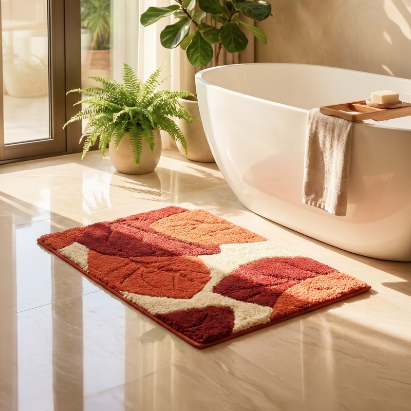 Plush Aura Anti Skid Bath Mat - Rust - 38 x 60 cm