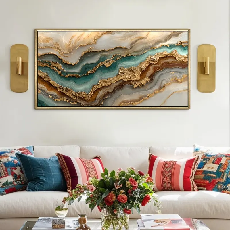 Aqua Geode Harmony Canvas Wall Painting