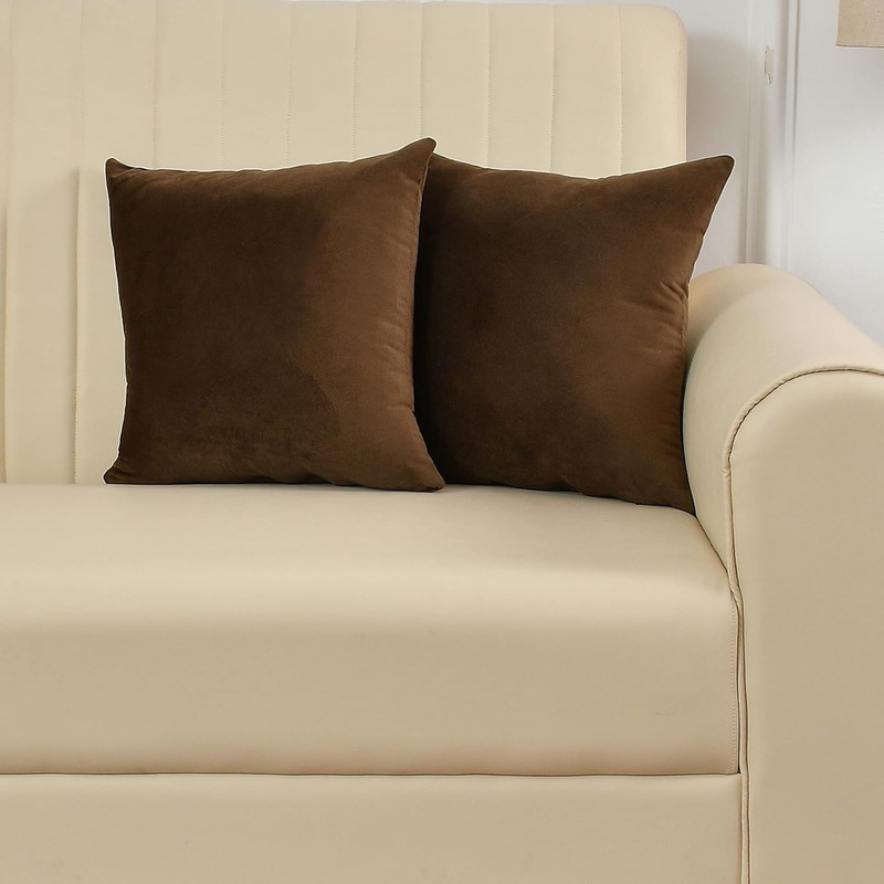 Mavira Velvet Cushion Covers (Brown) - Set of Two - 16 x 16 inches