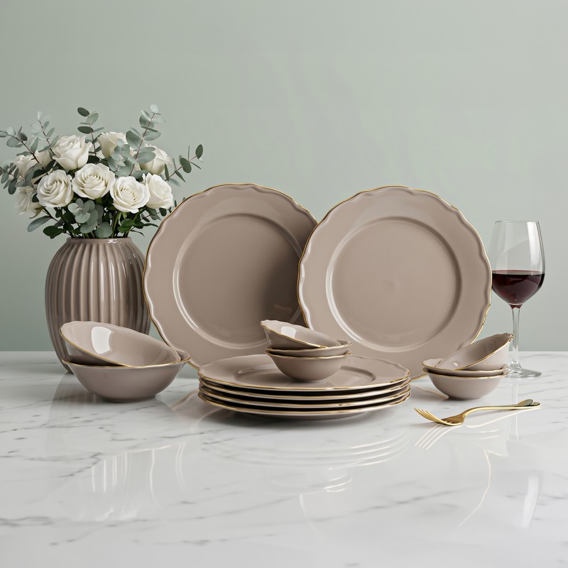 Westcott Porcelain Dinner Set (Thunder Grey & Gold) - 14 Piece Set