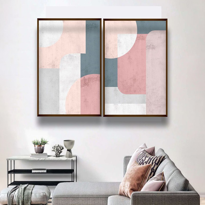 Blush & Balance Canvas Wall Painting - Set of Two