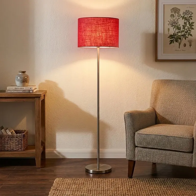 Scarlet Glow Jute Floor Lamp
