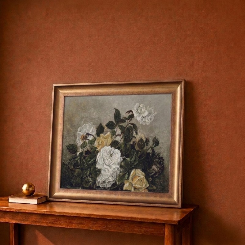 Elegant White Roses Canvas Wall Painting
