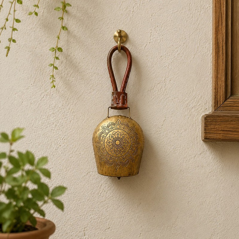 Ring Charm Metal Hanging Bel - Gold