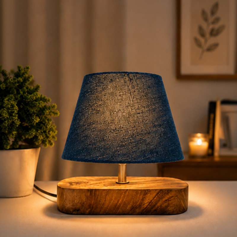 Cambium Wooden Table Lamp - Blue