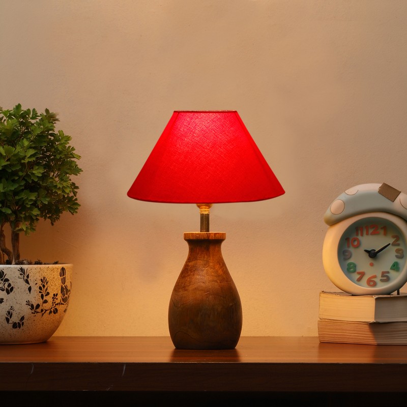 Pyrula Wooden Table Lamp - Red