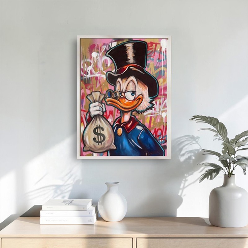 Money Bag Duck Wall Wall Painting With Frame