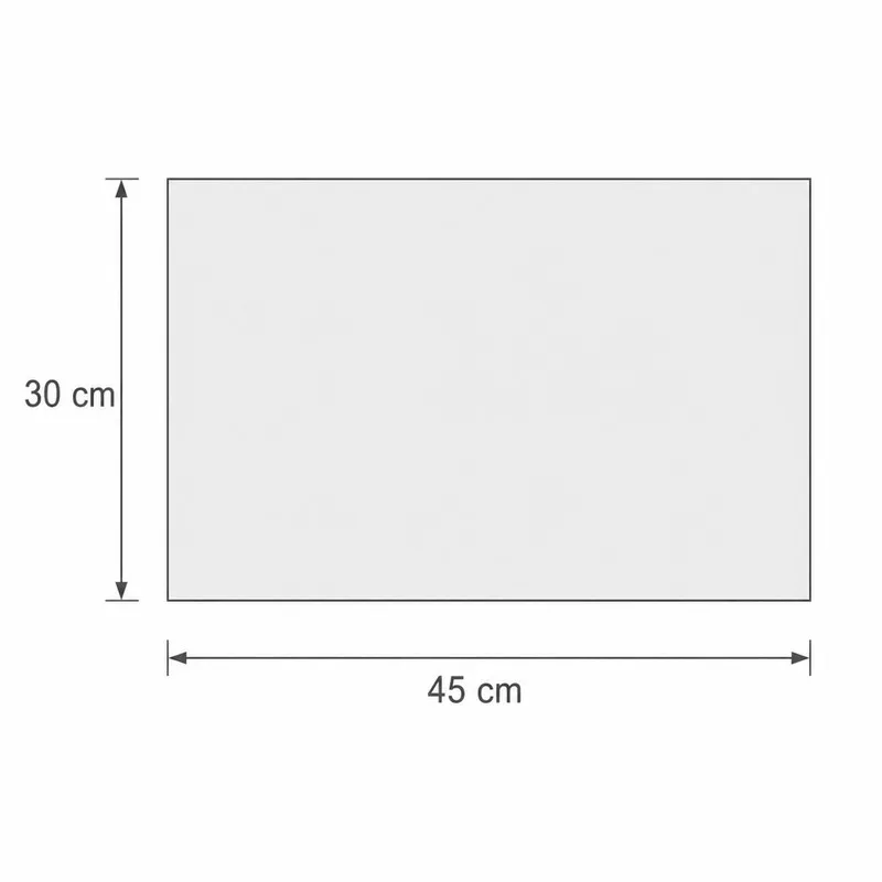 Rectangular size diagram for table mat showing 30 cm by 45 cm