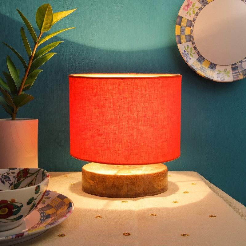 Caudex Wooden Table Lamp - Orange