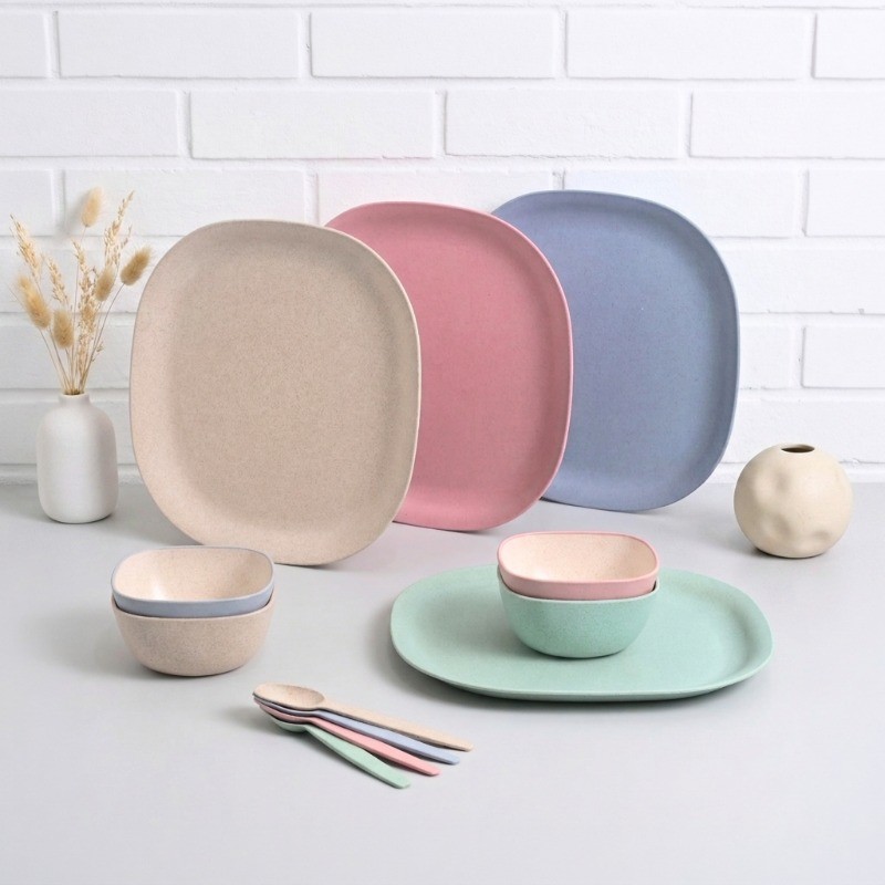 EarthTone Elegance Rice Husk Dinner Set - Twelve Piece Set