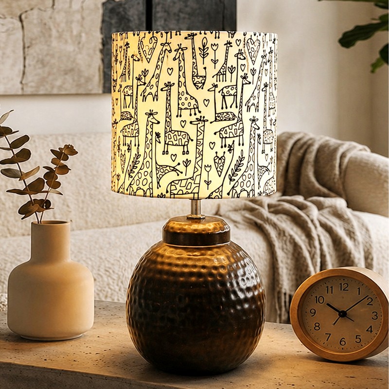 Lanai Wilda Fabric Table Lamp - Yellow,Copper