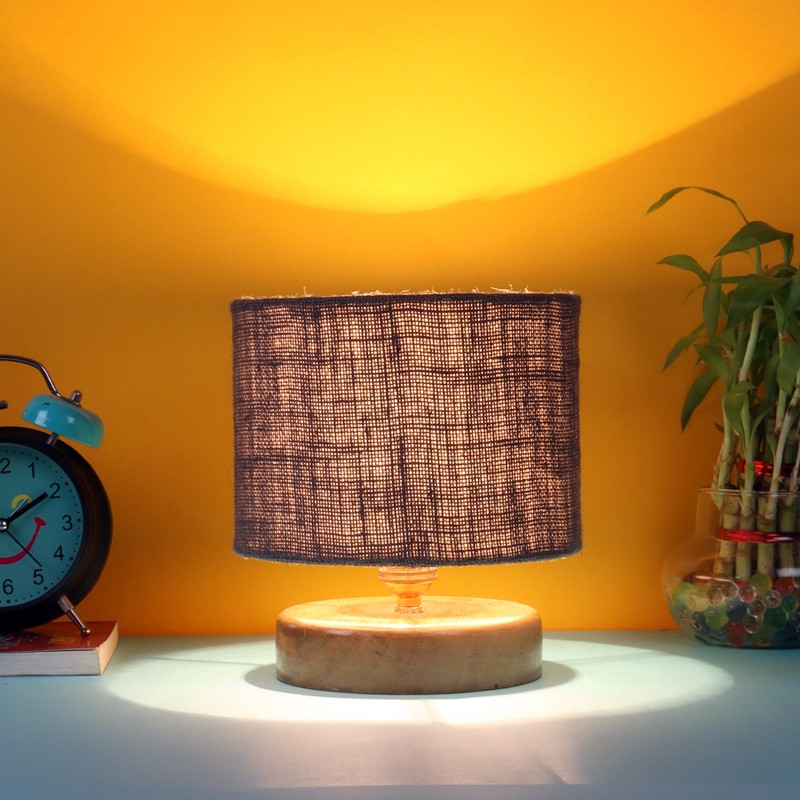 Verditer Wooden Table Lamp - Grey