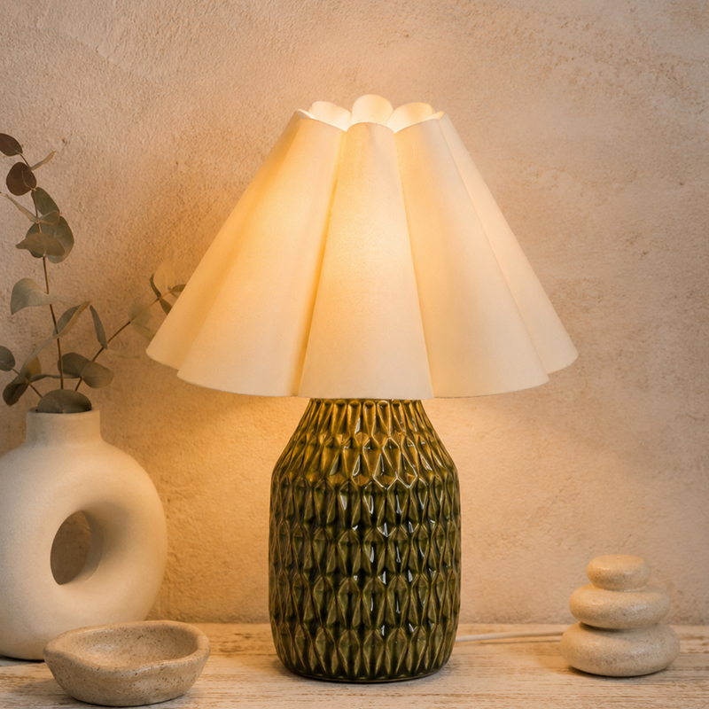 Emerald Loom Ceramic Table Lamp - Green