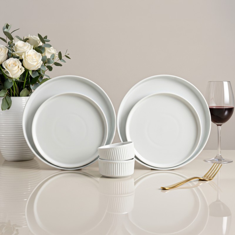 Chiswick Porcelain Dinner Set (White) - 6 Piece Set