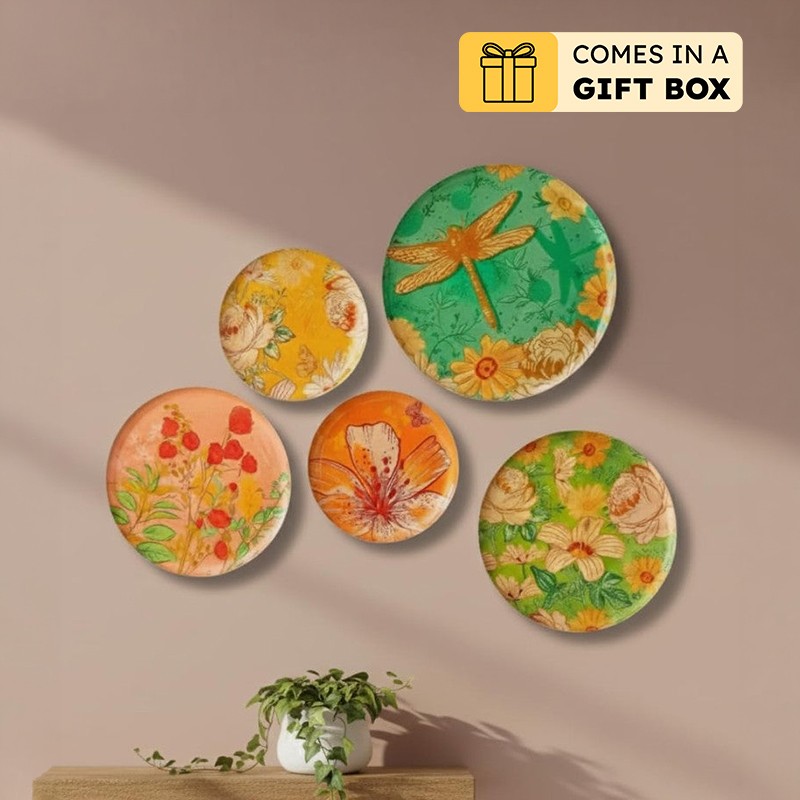 Vintage Garden Wall Plate - Set Of Five