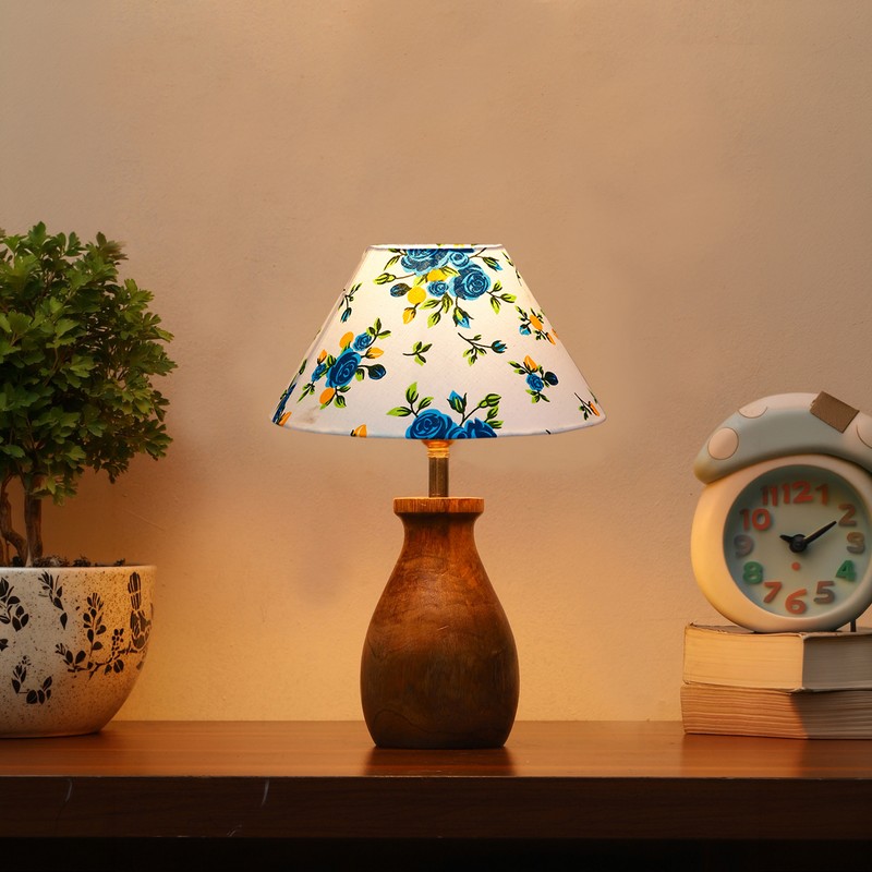 Commelina Wooden Table Lamp - Blue