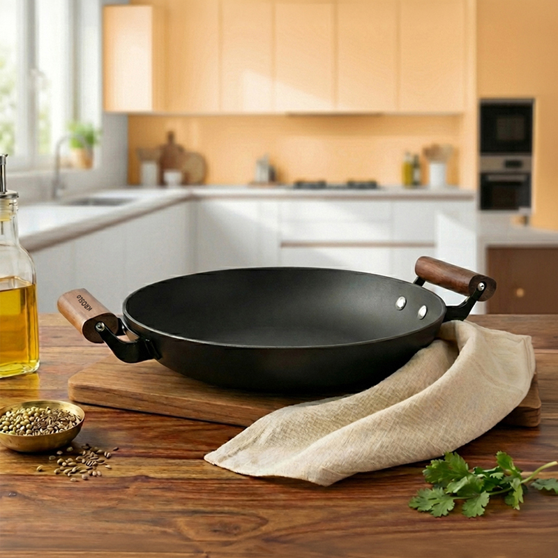 Kroslo Titanium Enamel Cast Iron Kadhai - 2200 mL - 2200 mL