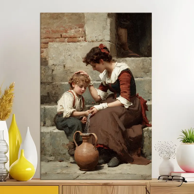 Motherly Care Canvas Wall Painting