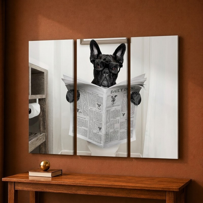 Reading Bulldog Canvas Wall Painting