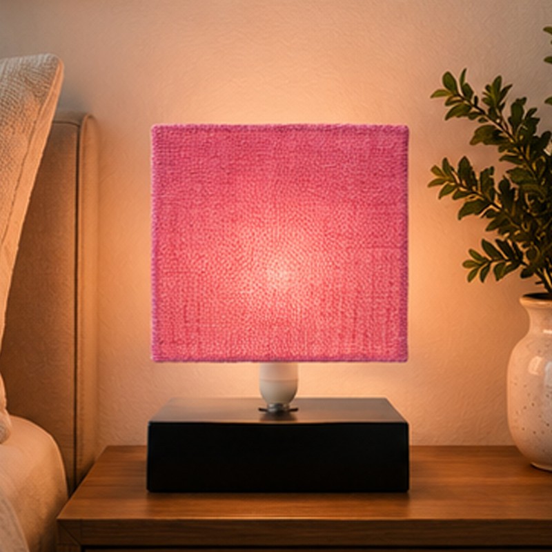 Buckram Wooden Table Lamp - Pink