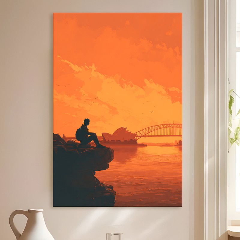 Silhouette Reflection Gallery Wrapped Canvas Wall Painting
