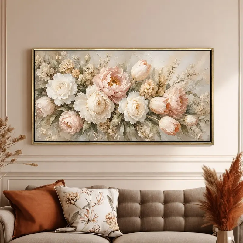 Ivory Peony Elegance Canvas Wall Painting
