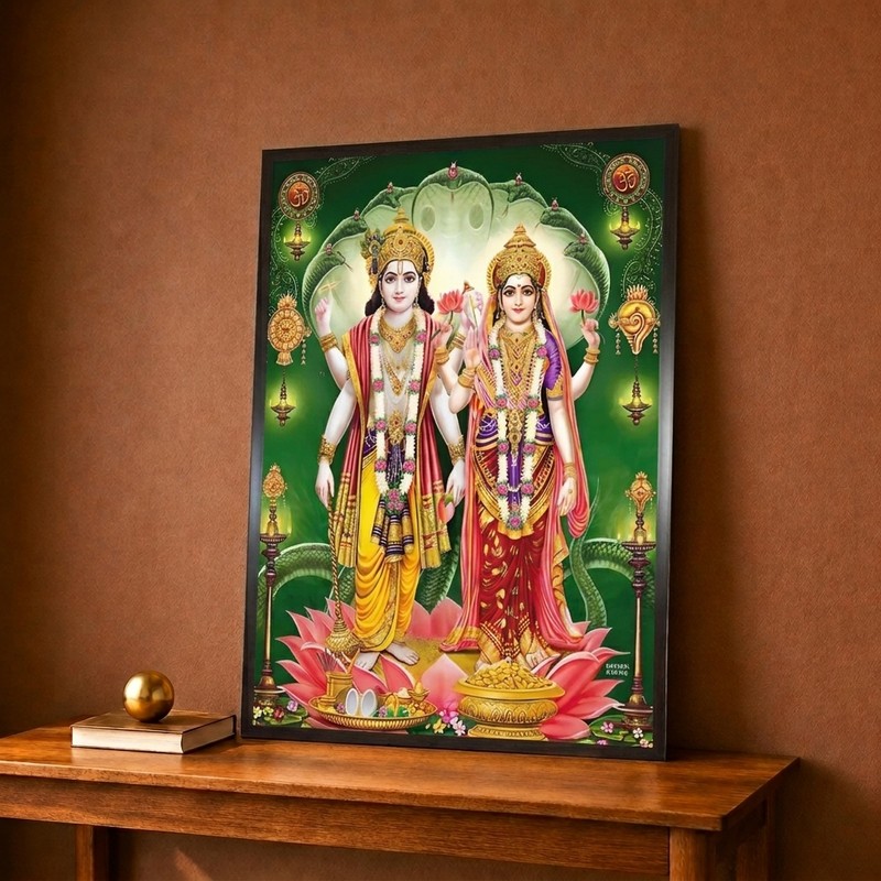 Sacred Lakshmi Narayan Canvas Wall Painting