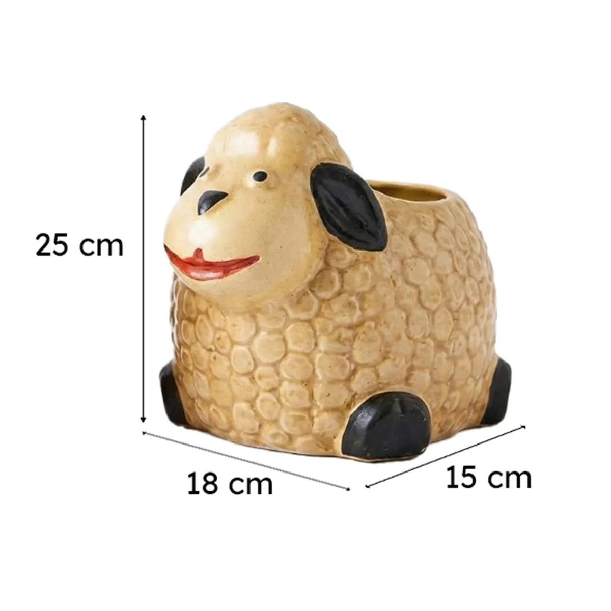 Yellow sheep-shaped planter shown against a plain white background.