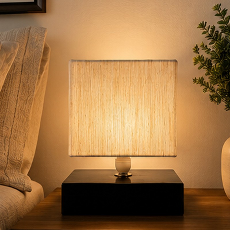 Cubique Wooden Table Lamp - Beige