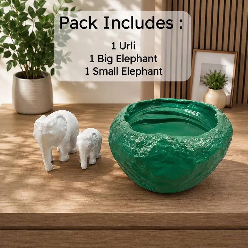 Elephant Family Decorative Resin Urli media 4